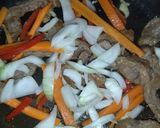 A picture of step 3 of Beef Stir-Fry with Russian Salad.