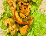 A picture of step 3 of Chicken Fajita wrap.