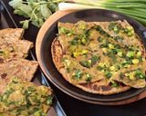 A picture of step 8 of Stuffed Bajri rotlo with spring onions and methi.