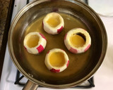 A picture of step 5 of Savory steamed egg custard with shrimp in radish cup.
