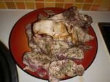 Conejo con arroz y verduras