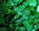 A picture of step 3 of Sarson ka saag with bajry ki roti.