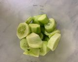 A picture of step 1 of Cucumber mint cooler.