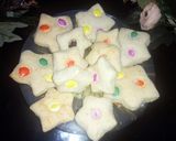 A picture of step 1 of Smarties coconut cookies.