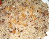 A picture of step 8 of Qeema masoor pulao.