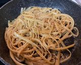 A picture of step 5 of Surf n’ Turf over Garlic Basil Fettuccine.