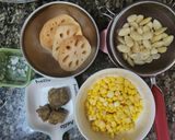 Hình bước làm 2 của món Sữa củ sen + bắp mỹ + hạnh nhân🌽🌽🫘🫛🫛