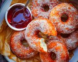 A picture of step 5 of Small Batch Cinnamon Sugared Ring Doughnuts (makes 6).