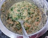 A picture of step 3 of Moong sprout and vegetable chilla.