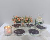 A picture of step 4 of Pista custard pudding with almond chocolate pudding.