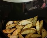 A picture of step 2 of Potato Wedges (Thick-Cut French Fries) with Onion Sour Cream Dip.