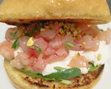 A picture of step 4 of Gourmet Sandwich with Burrata and Raw Shrimp.