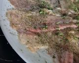 A picture of step 4 of Salmon or Pollock Carpaccio 😀.