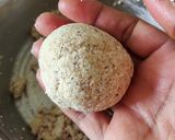 A picture of step 5 of Allittu Unde (Popped Sorghum Flour Laddus).