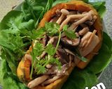 Hình bước làm 3 của món Bí đỏ hấp nấm