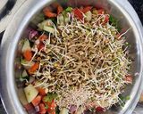 A picture of step 1 of Sprouts Bhel Salad.