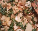 A picture of step 4 of Aloo ki katlian (aloo Bhujia).