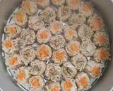 A picture of step 5 of 326. Chicken and Shrimp Siomay Dumplings (Topped with Carrot and Button Mushrooms).