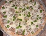 A picture of step 2 of Gola kabab Pizza with Black Coffee.
