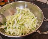 A picture of step 2 of Cabbage sambharo (stir fry).