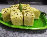 A picture of step 10 of Dhokla/ Moong Dal Dhokla.