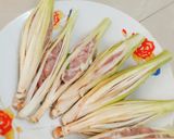 Hình bước làm 1 của món Trái chín trong lồng (sả bọc thịt)