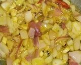 A picture of step 3 of Mushroom potato stir-fry in mustard paste.