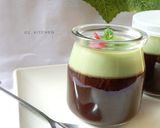 Foto langkah ke 5 dari resep Puding Brownies Cokelat Lumer Vla Matcha.