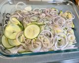 Une image de l'étape 4 de Flan de courgettes au bœuf, oignon de roscoff et romarin.
