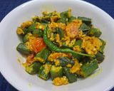 A picture of step 4 of Bhindi with Sesame Seeds Paste or Tilottoma Bhindi.