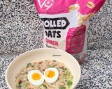 A picture of step 6 of Oatmeal Rice Porridge with Ground Pork and Shiitake Mushrooms.