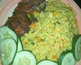 A picture of step 10 of Fried rice with peppered chicken dressed with cucumber.