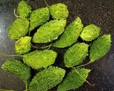 A picture of step 1 of Kaju Karela Sabji.