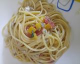 A picture of step 7 of Spaghetti alla pescatora povera. Poor fisherman's spaghetti.