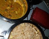 A picture of step 5 of Bechamel based veggie chicken curry soup.