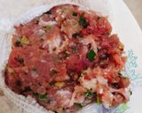 Hình bước làm 1 của món Nấm bào ngư nhồi thịt chiên xù
