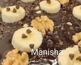 A picture of step 7 of Chocolate walnut banana pizza (loaded with chocolate ganache) kids recipe for christmas party.