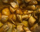 A picture of step 5 of Aloo-Sem/potato-butter bean Pickle.