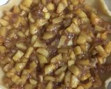A picture of step 8 of Apple pie with flaky butter crust served with vanilla ice cream.