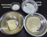 A picture of step 2 of Besan coconut cookies.