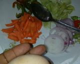 A picture of step 1 of Cabbage plated noodles with veggies and egg.