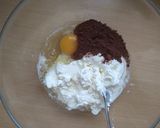 A picture of step 1 of Keto chocolate pancakes with mascarpone (no flour, no sugar).