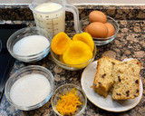 Foto del paso 1 de la receta: Pudding de bizcocho con melocotón en almíbar
