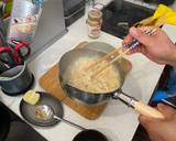 Jah Jan Mien (instant packet noodles) with peanut butter, spring onions topped with fried egg recipe step 4 photo