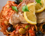 A picture of step 3 of Spaghetti Puttanesca With Seared Tuna Steak.