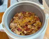 A picture of step 8 of One Pot Rice Cooker Chinese Recipe- Chicken, Shiitake Mushrooms, Chinese Sausage.