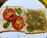 A picture of step 3 of Chutney Aloo Toast.