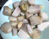A picture of step 1 of Chamagadda Pulusu (Colocasia / Arbi / Taro Root Curry - Andhra / Telangana cuisine).
