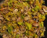 A picture of step 5 of Quesadilla with Squash Blossoms and Mushrooms.
