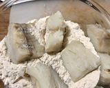 A picture of step 2 of Baccalà alla Vicentina with Fried Polenta.